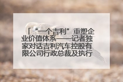 “一个吉利”重塑企业价值体系——记者独家对话吉利汽车控股有限公司行政总裁及执行董事桂生悦