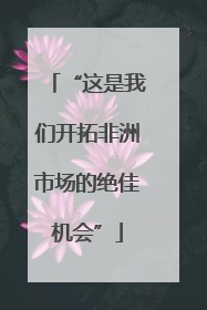 “这是我们开拓非洲市场的绝佳机会”