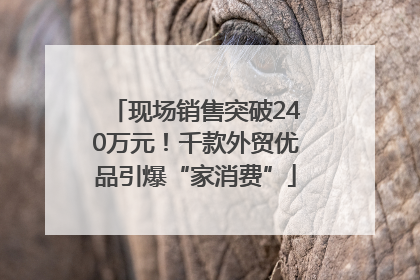 现场销售突破240万元！千款外贸优品引爆“家消费”