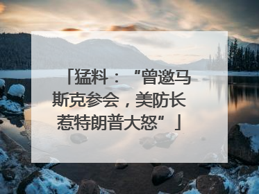 猛料：“曾邀马斯克参会，美防长惹特朗普大怒”
