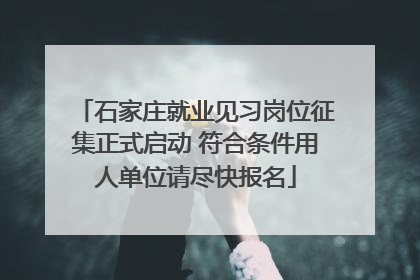 石家庄就业见习岗位征集正式启动 符合条件用人单位请尽快报名