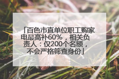 百色市直单位职工购家电最高补60％，相关负责人：仅200个名额，不会严格筛查身份