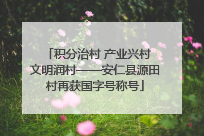 积分治村 产业兴村 文明润村——安仁县源田村再获国字号称号