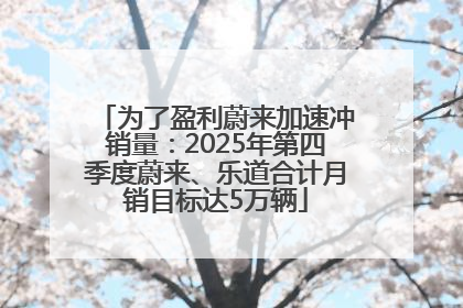 为了盈利蔚来加速冲销量：2025年第四季度蔚来、乐道合计月销目标达5万辆