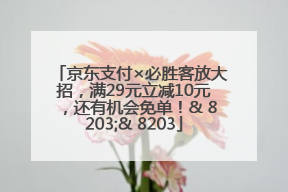 京东支付×必胜客放大招，满29元立减10元，还有机会免单！& 8203;& 8203