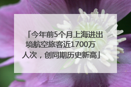 今年前5个月上海进出境航空旅客近1700万人次，创同期历史新高