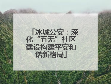 冰城公安：深化“五无”社区建设构建平安和谐新格局
