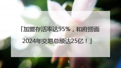 加盟存活率达95%，和府捞面2024年交易总额达25亿！