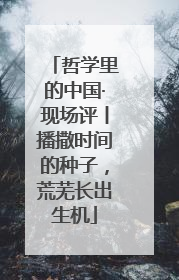 哲学里的中国·现场评丨播撒时间的种子，荒芜长出生机