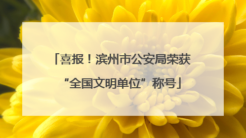 喜报！滨州市公安局荣获“全国文明单位”称号