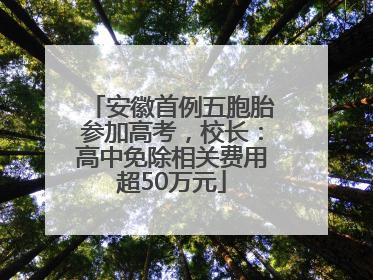 安徽首例五胞胎参加高考，校长：高中免除相关费用超50万元