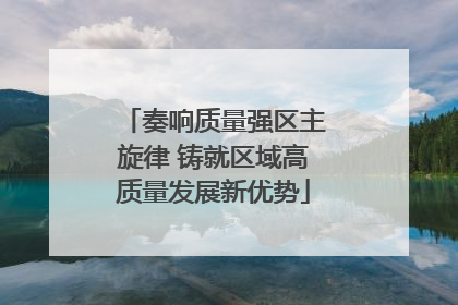 奏响质量强区主旋律 铸就区域高质量发展新优势