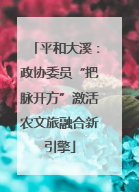 平和大溪：政协委员“把脉开方”激活农文旅融合新引擎