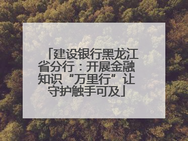 建设银行黑龙江省分行：开展金融知识“万里行”让守护触手可及
