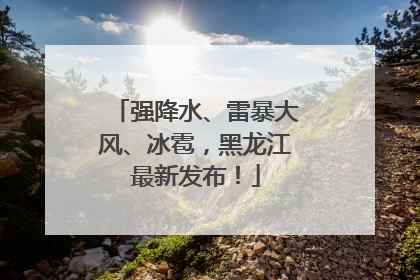 强降水、雷暴大风、冰雹，黑龙江最新发布！
