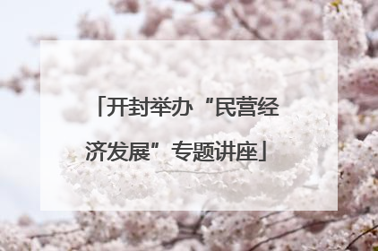 开封举办“民营经济发展”专题讲座