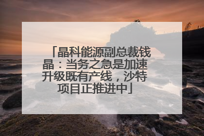 晶科能源副总裁钱晶：当务之急是加速升级既有产线，沙特项目正推进中