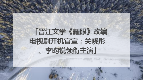 晋江文学《耀眼》改编电视剧开机官宣：关晓彤、李昀锐领衔主演