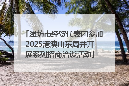 潍坊市经贸代表团参加2025港澳山东周并开展系列招商洽谈活动