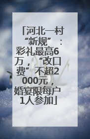 河北一村“新规”：彩礼最高6万，“改口费”不超2000元，婚宴限每户1人参加