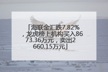 海联金汇跌7.82%，龙虎榜上机构买入8673.36万元，卖出2660.15万元