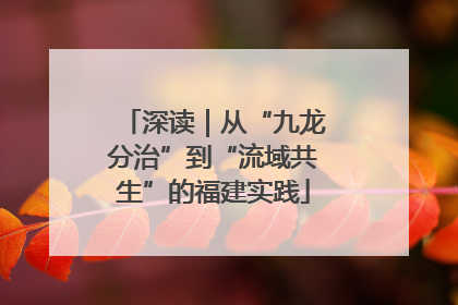 深读｜从“九龙分治”到“流域共生”的福建实践
