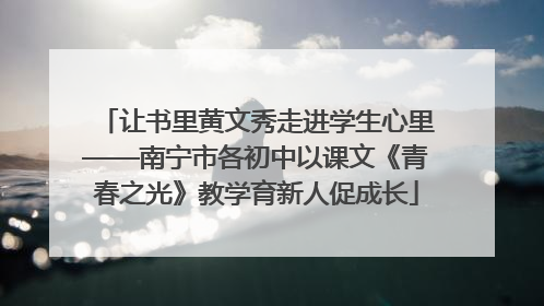 让书里黄文秀走进学生心里——南宁市各初中以课文《青春之光》教学育新人促成长