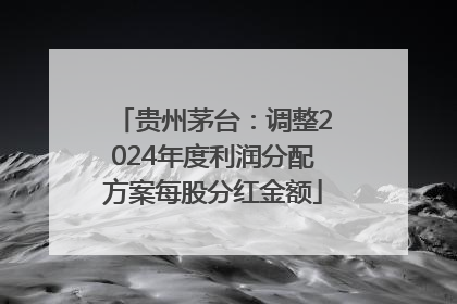 贵州茅台：调整2024年度利润分配方案每股分红金额