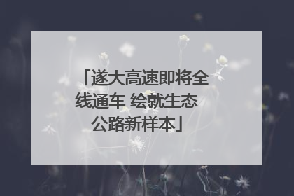 遂大高速即将全线通车 绘就生态公路新样本