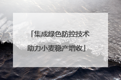 集成绿色防控技术助力小麦稳产增收