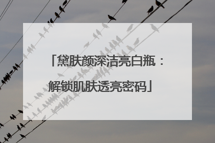 黛肤颜深洁亮白瓶：解锁肌肤透亮密码